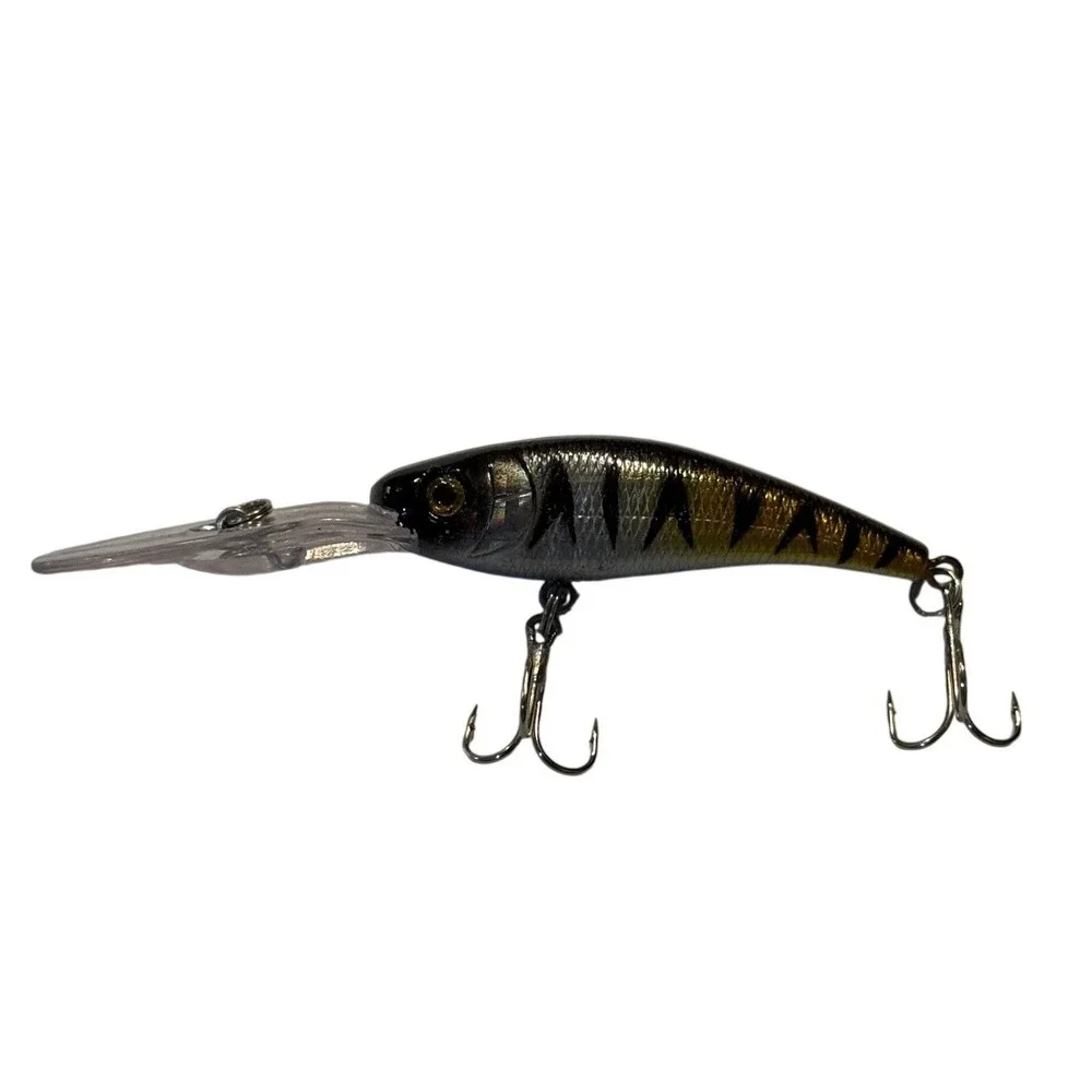 Deep Diving Crankbait Fishing Lure Silver Gold Perch Pattern 4 Inch